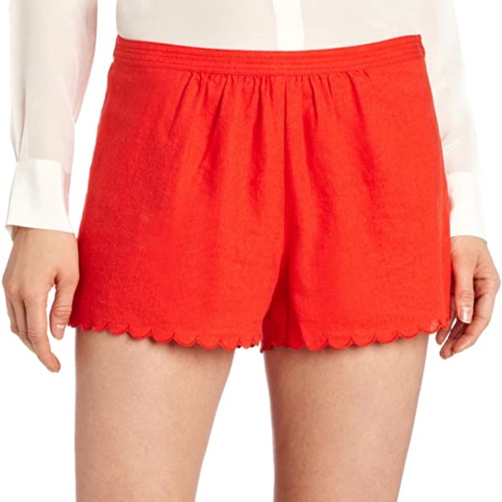 Plenty by Tracy Reese | Size Small Women's Scalloped Linen Blend Side Zip Shorts